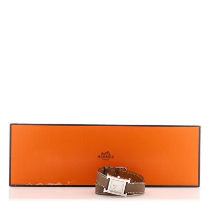 Hermes Stainless Steel Swift 21mm Heure H Hour Double Tour Quartz Watch Etoupe 5 of 5