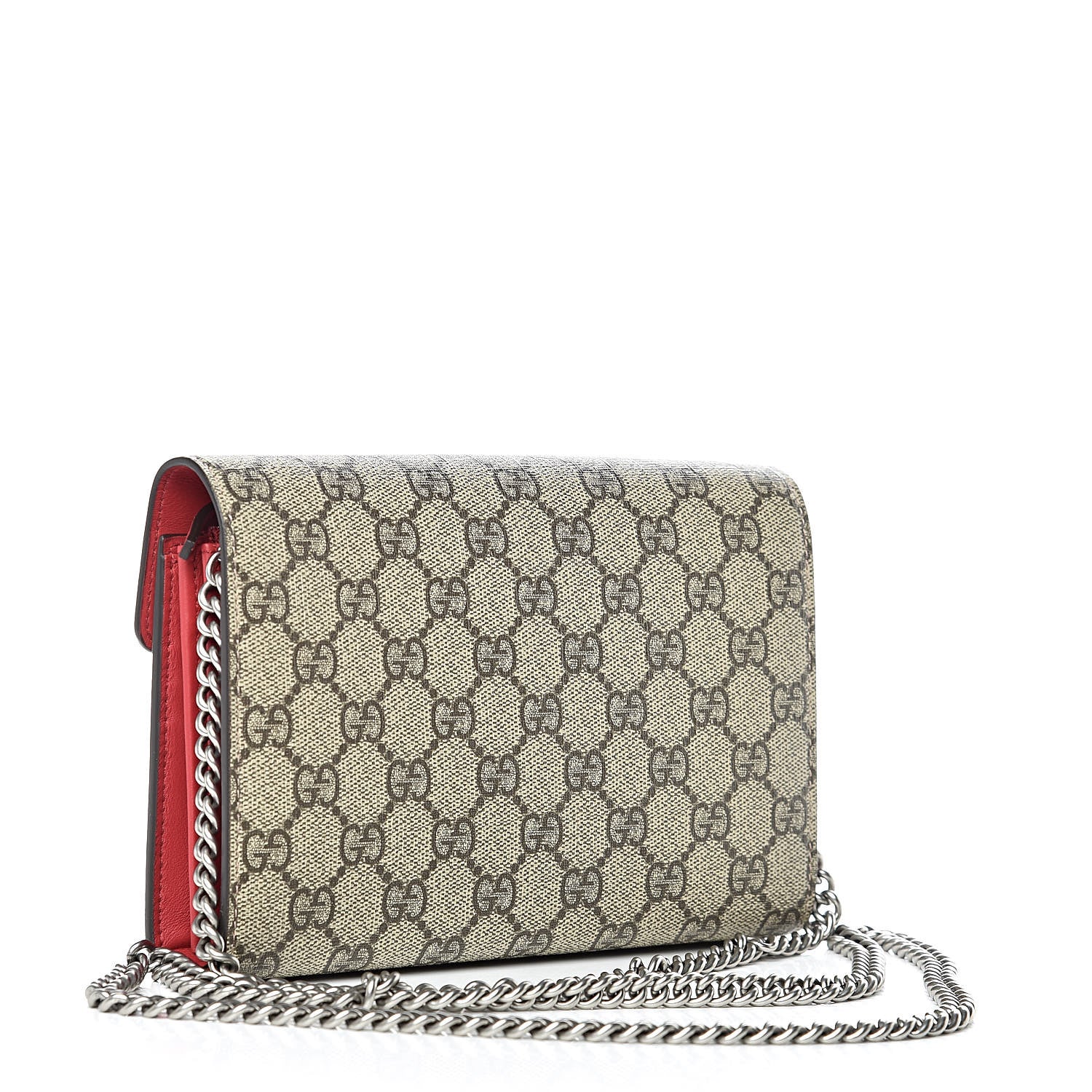 Gucci GG Supreme Monogram Mini Dionysus Chain Wallet Beige Vulcanic Red 3 of 10