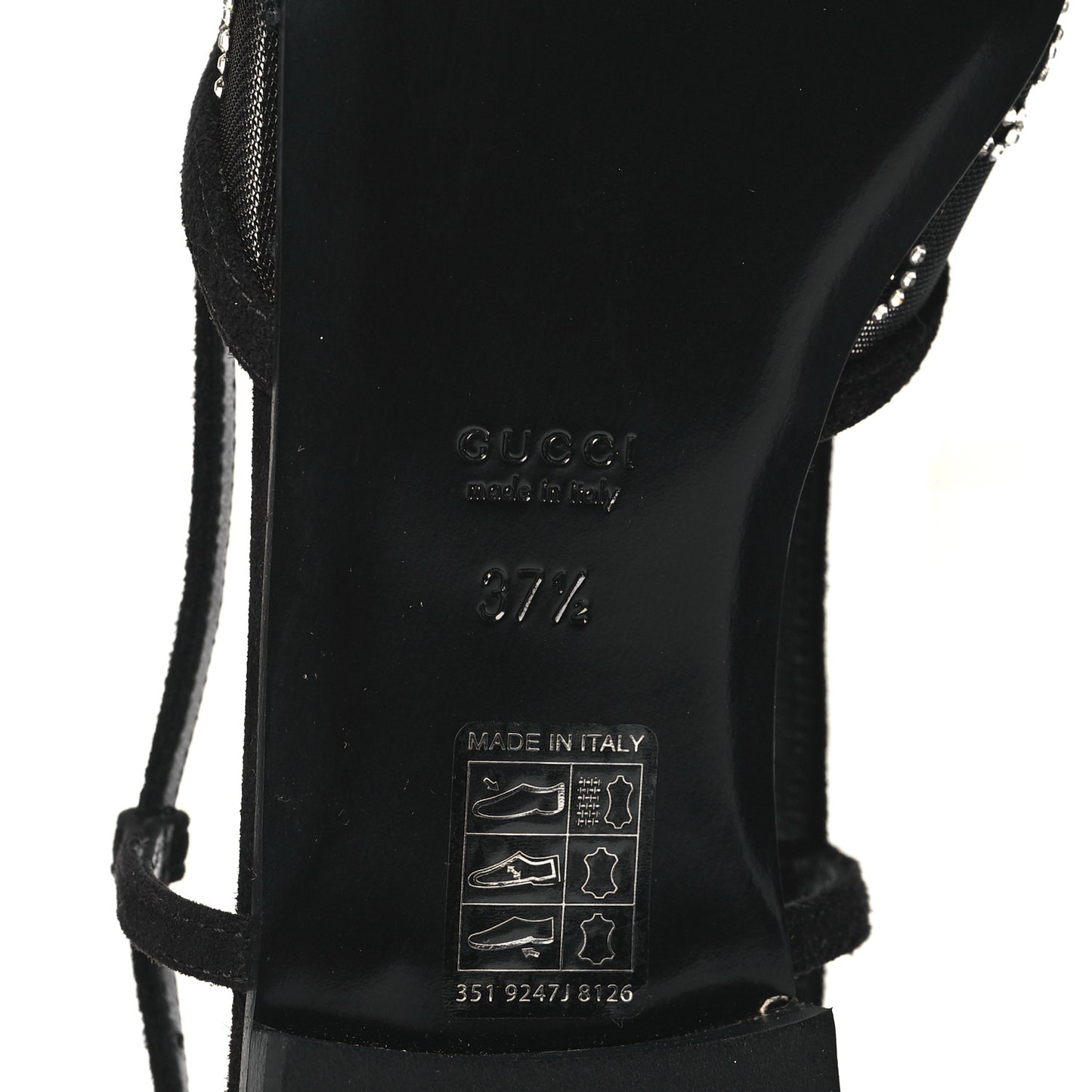 Tela Retino Kid Scamosciato Crystal GG Monogram Square G Slingback Flat 37.5 Black