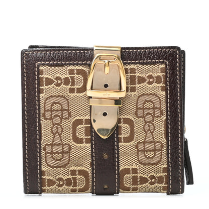 Gucci Monogram Buckle Compact Wallet Brown 1 of 9