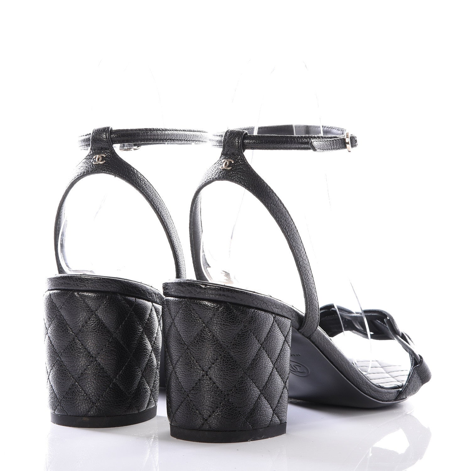 Chanel Grained Calfskin Quilted Sandals 35.5 Black 4 of 10