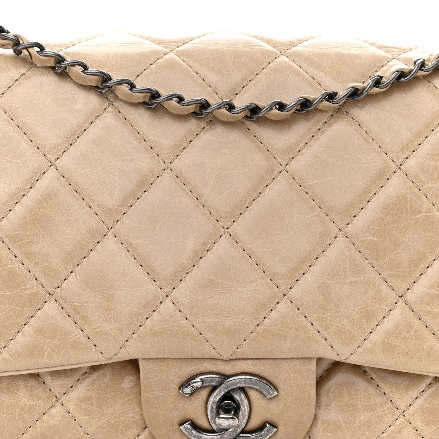 Chanel Glazed Calfskin Quilted Large Coco Soft Flap Beige 9 of 14