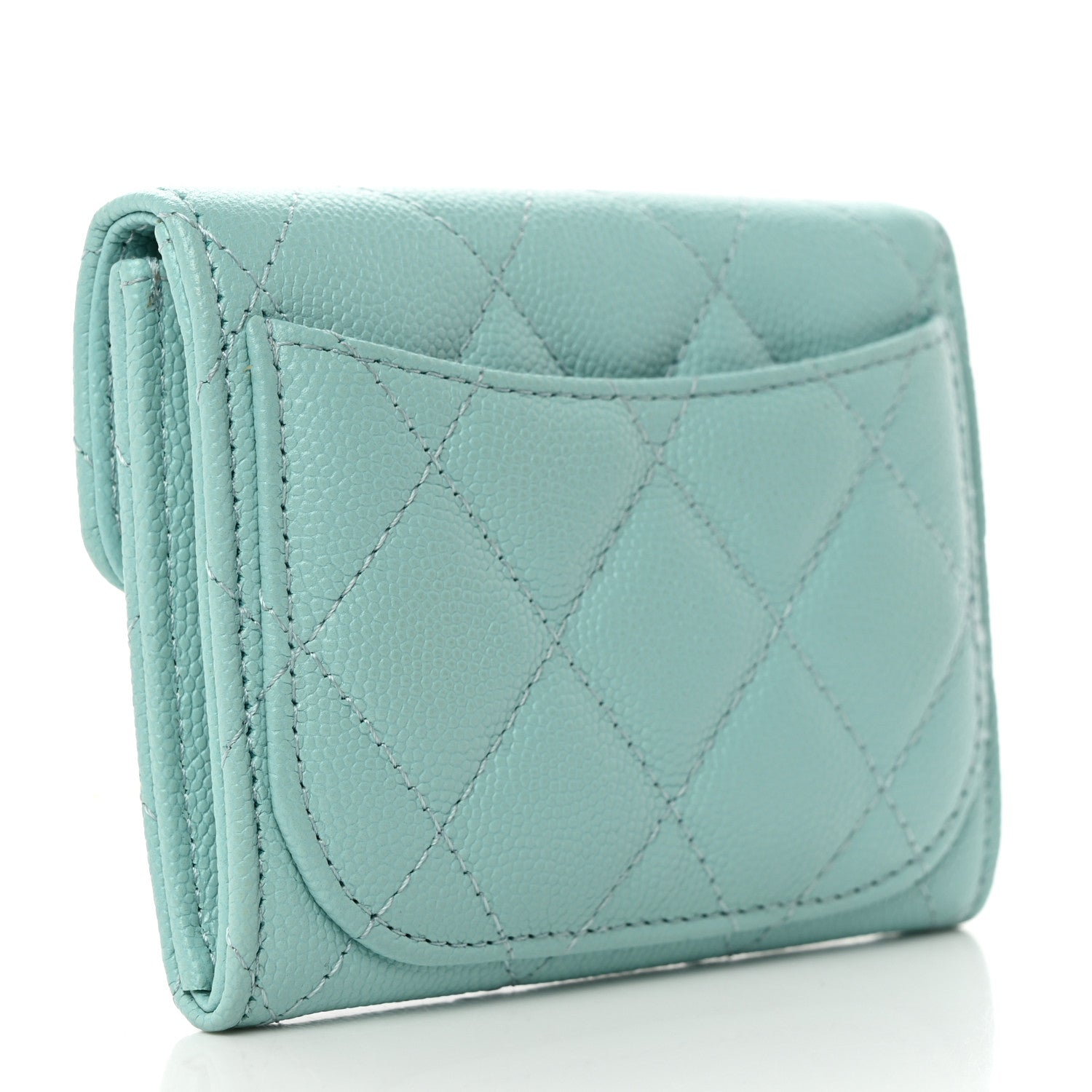 Chanel Caviar Quilted Flap Card Holder Wallet Light Blue 3 of 8