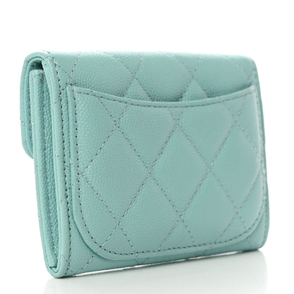 Chanel Caviar Quilted Flap Card Holder Wallet Light Blue 3 of 8