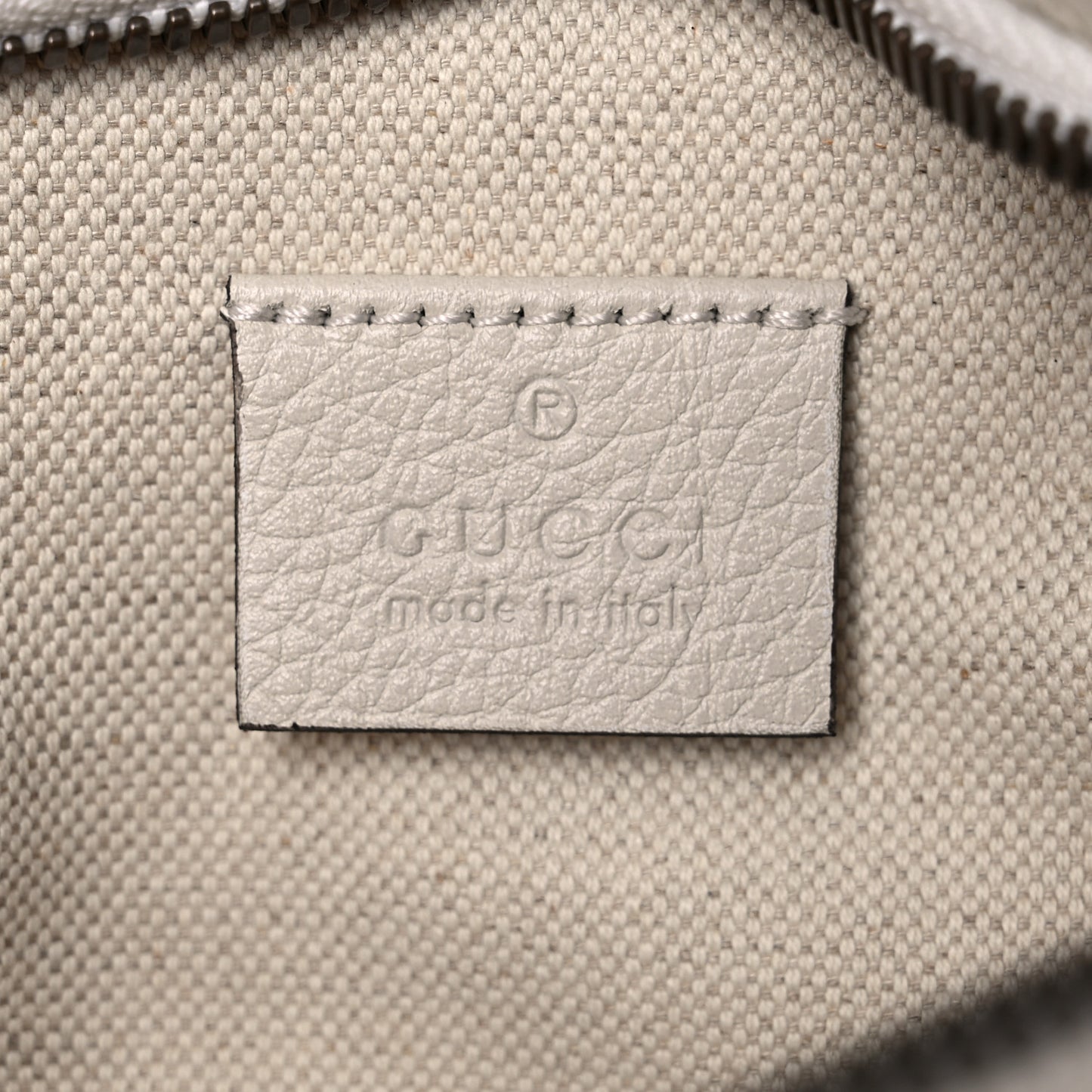 Grained Calfskin Small Logo Belt Bag White