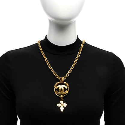 Chanel Long CC Cross Pendant Necklace Gold 2 of 4