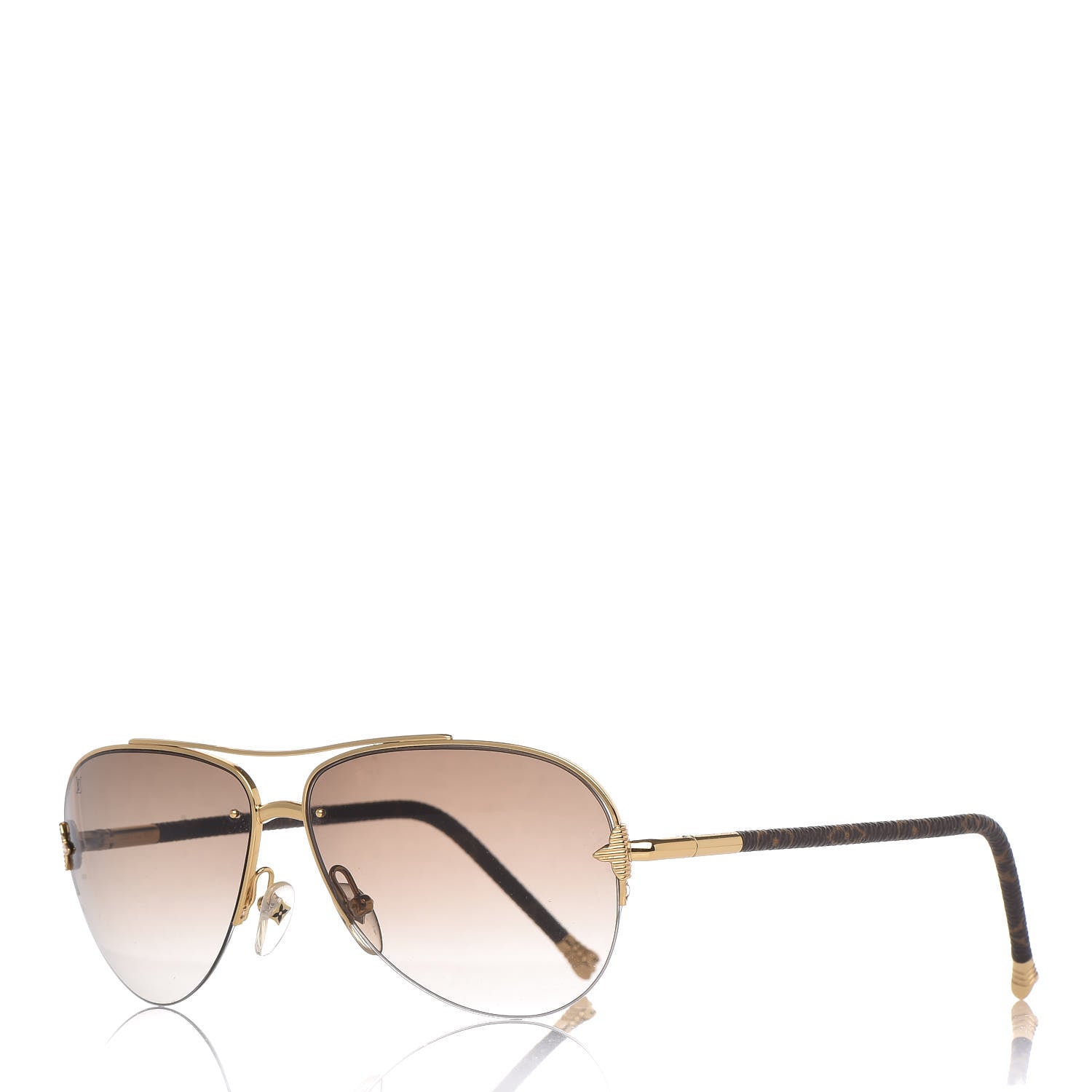 Louis Vuitton Monogram Petite Viola Pilote Aviator Sunglasses Z0571U Brown 1 of 7