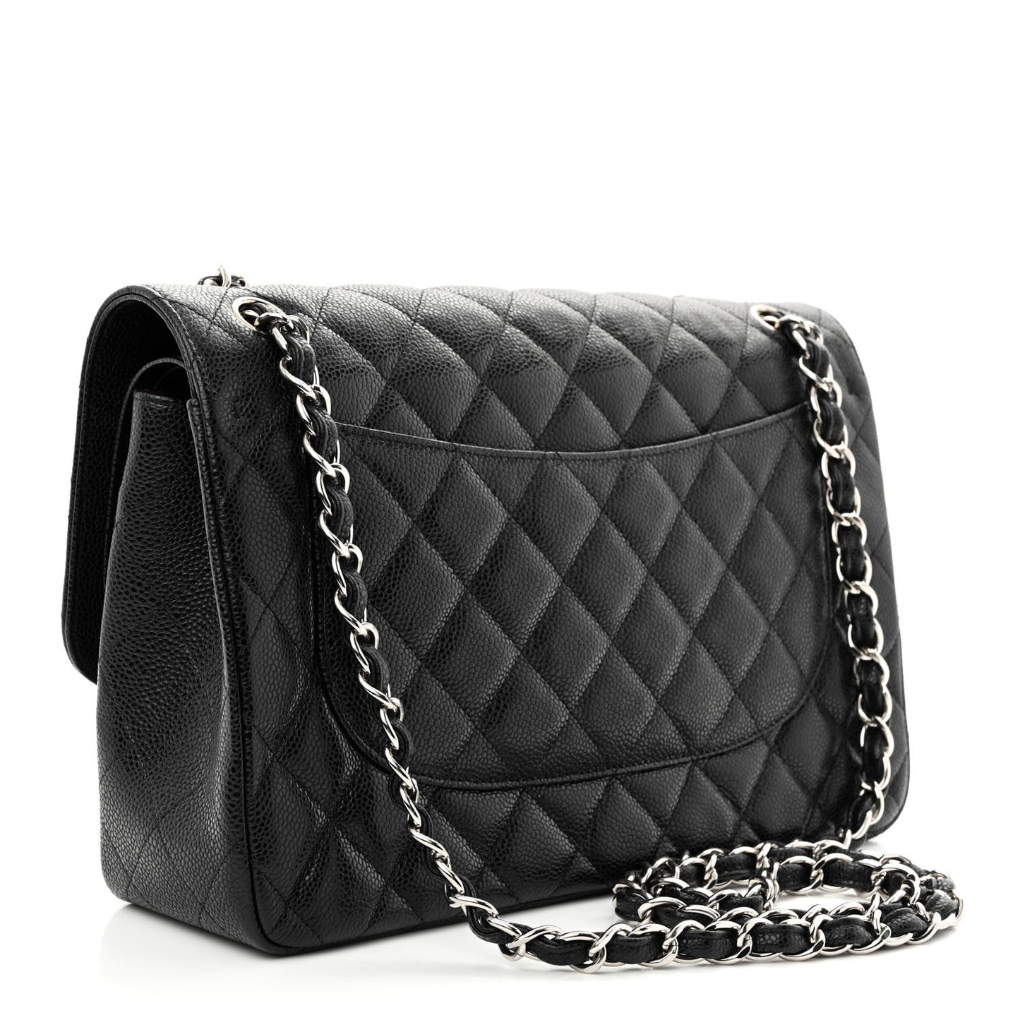 Caviar Quilted Jumbo Double Flap Black