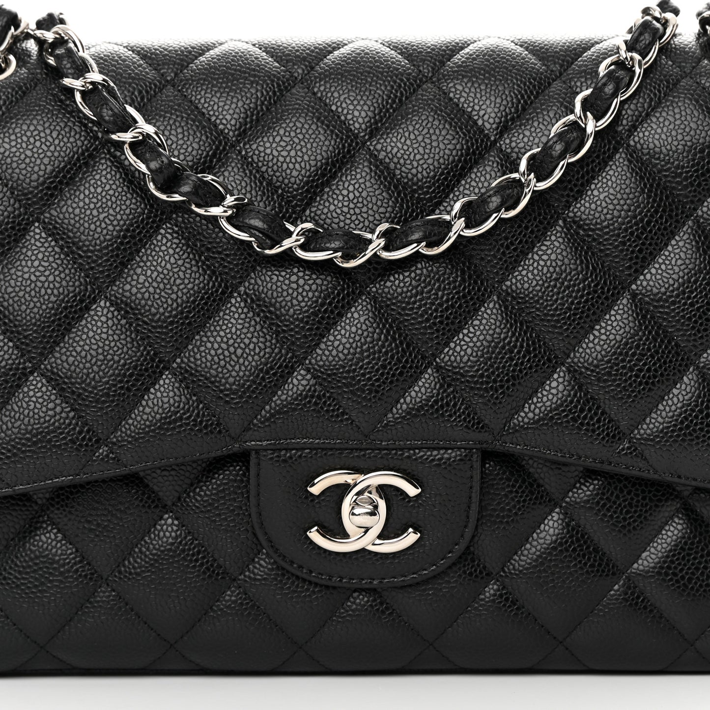 Caviar Quilted Jumbo Double Flap Black