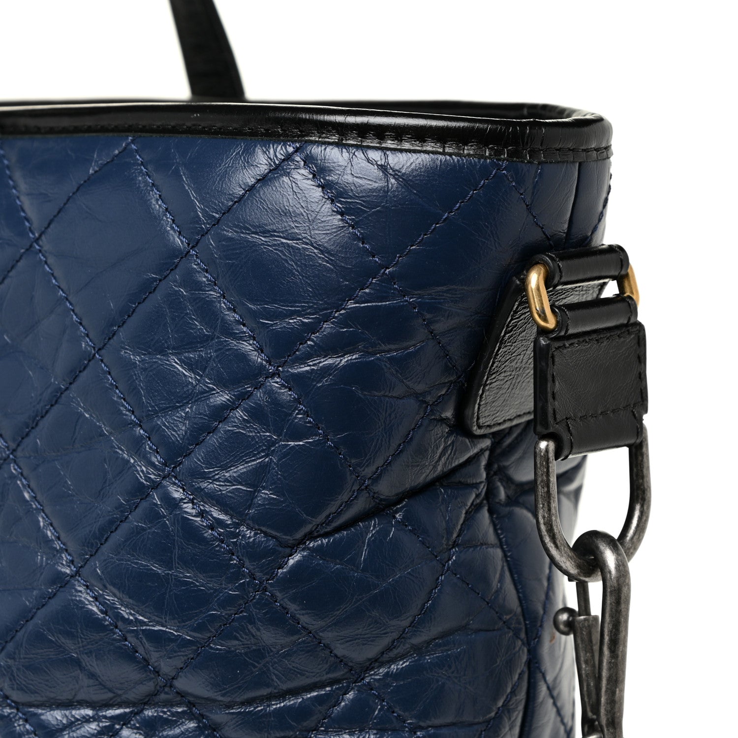 Chanel Aged Calfskin Quilted Large Gabrielle Shopping Tote Navy Black 16 of 25