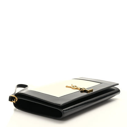 Saint Laurent Nappa Patent Calfskin Two-Toned Monogram Pouch Alabastro Black 4 of 9