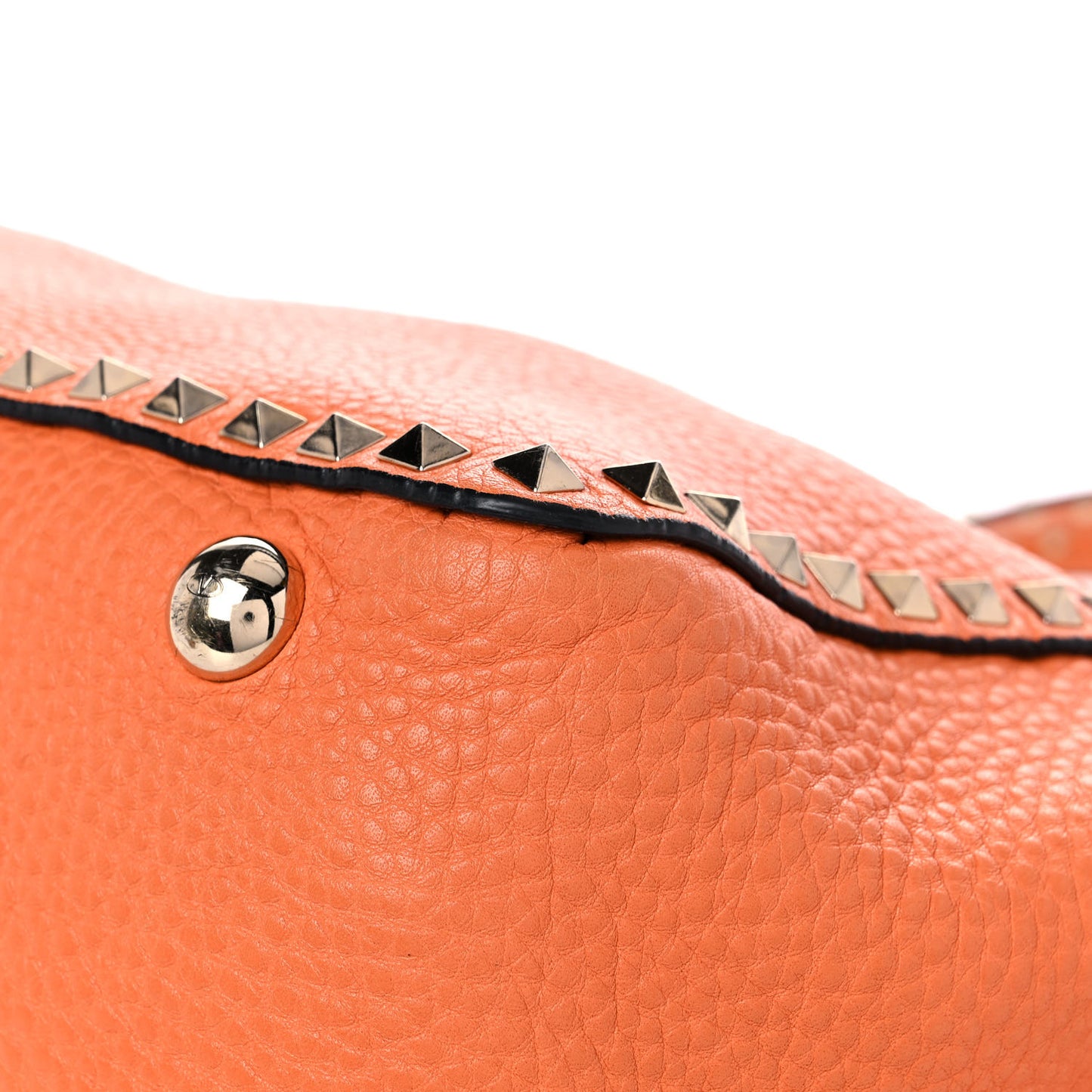 Pebbled Calfskin Medium Rockstud Tote Melon Sorbet