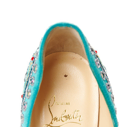 Christian Louboutin Crystal Suede Bollywoody 150 Pumps 39 Turquoise 8 of 8