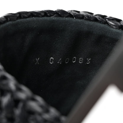 Chanel Raffia Crystal CC Mules Sandals 38.5 Black 7 of 9