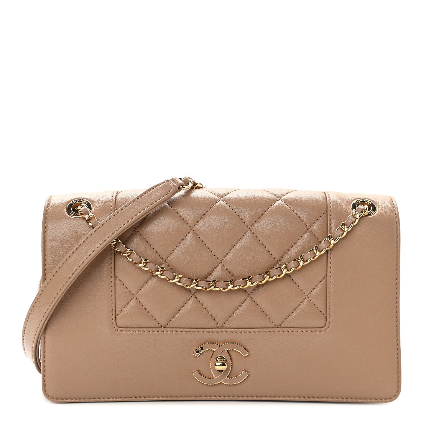 Sheepskin Quilted Medium Vintage Mademoiselle Flap Beige