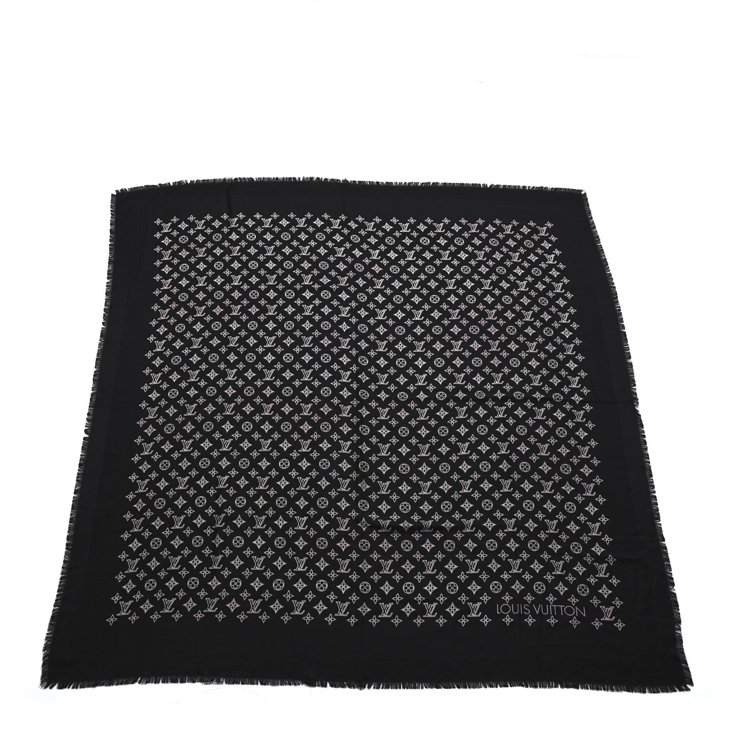 Louis Vuitton Silk Wool Mahina Flight Mode Shawl Black 1 of 4
