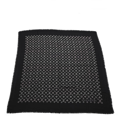 Louis Vuitton Silk Wool Mahina Flight Mode Shawl Black 1 of 4