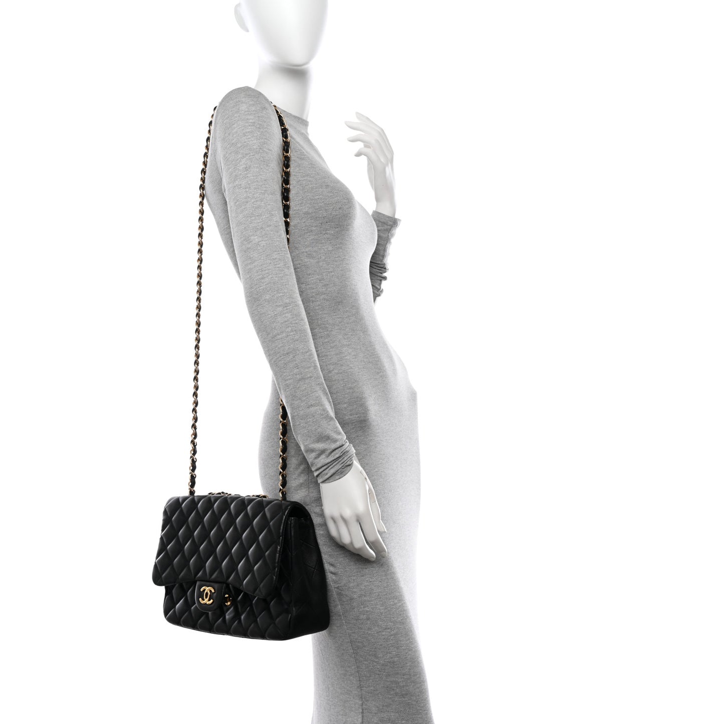 Lambskin Quilted Jumbo Single Flap Black
