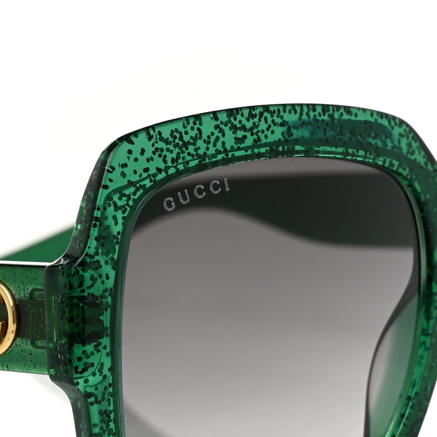 Gucci Acetate Square Frame Sunglasses GG0036S Glitter Green 7 of 8