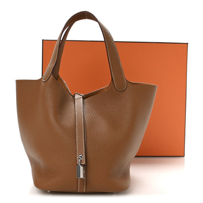 Hermes Taurillon Clemence Picotin Lock 22 MM Gold 11 of 11