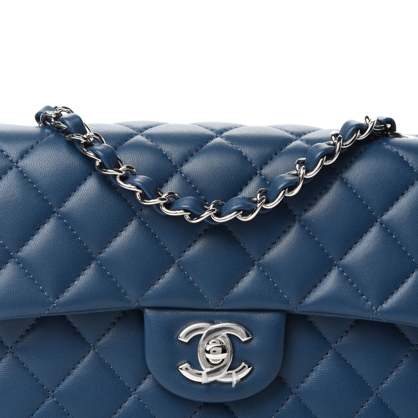 Lambskin Quilted Mini Rectangular Flap Dark Blue