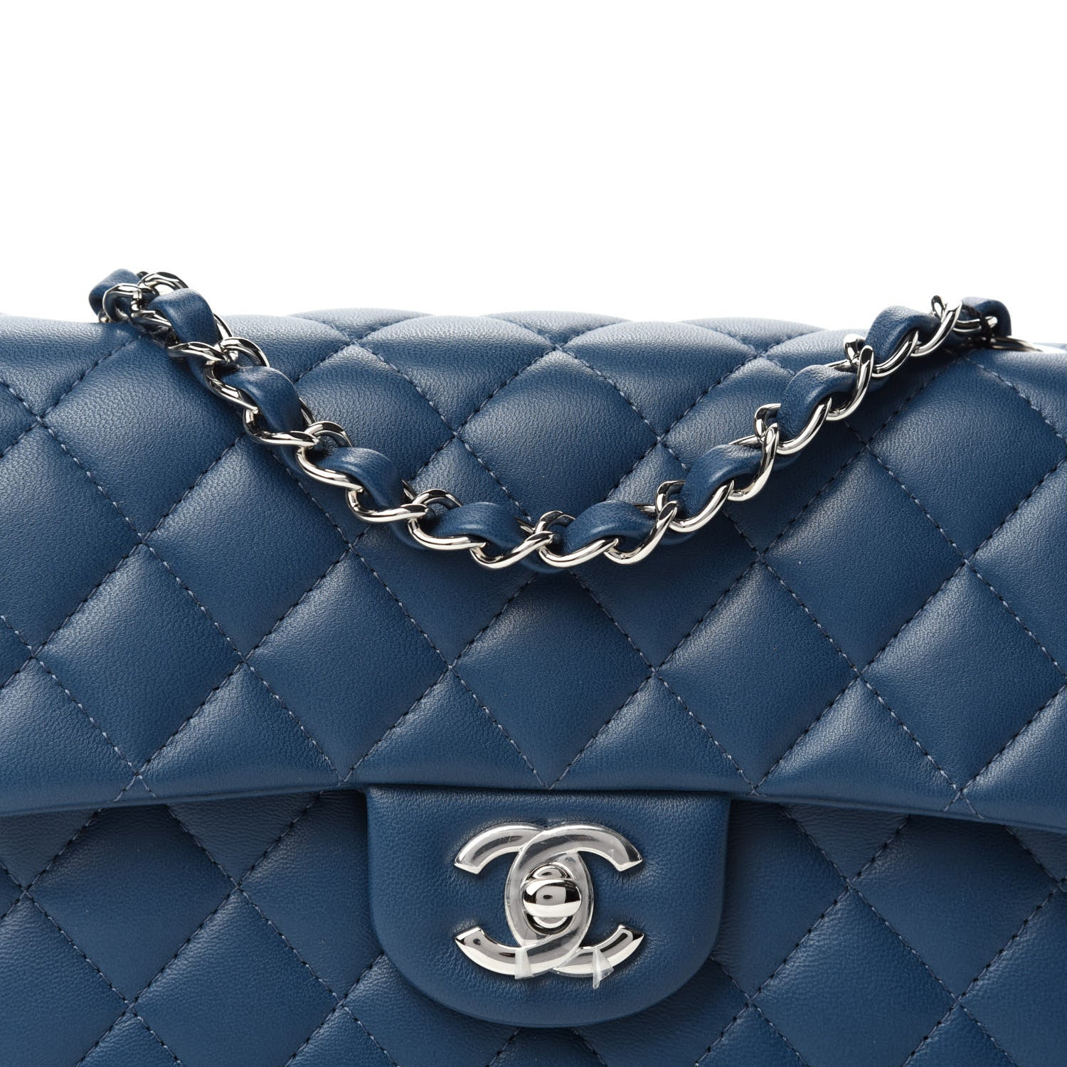 Chanel Lambskin Quilted Mini Rectangular Flap Dark Blue 10 of 11