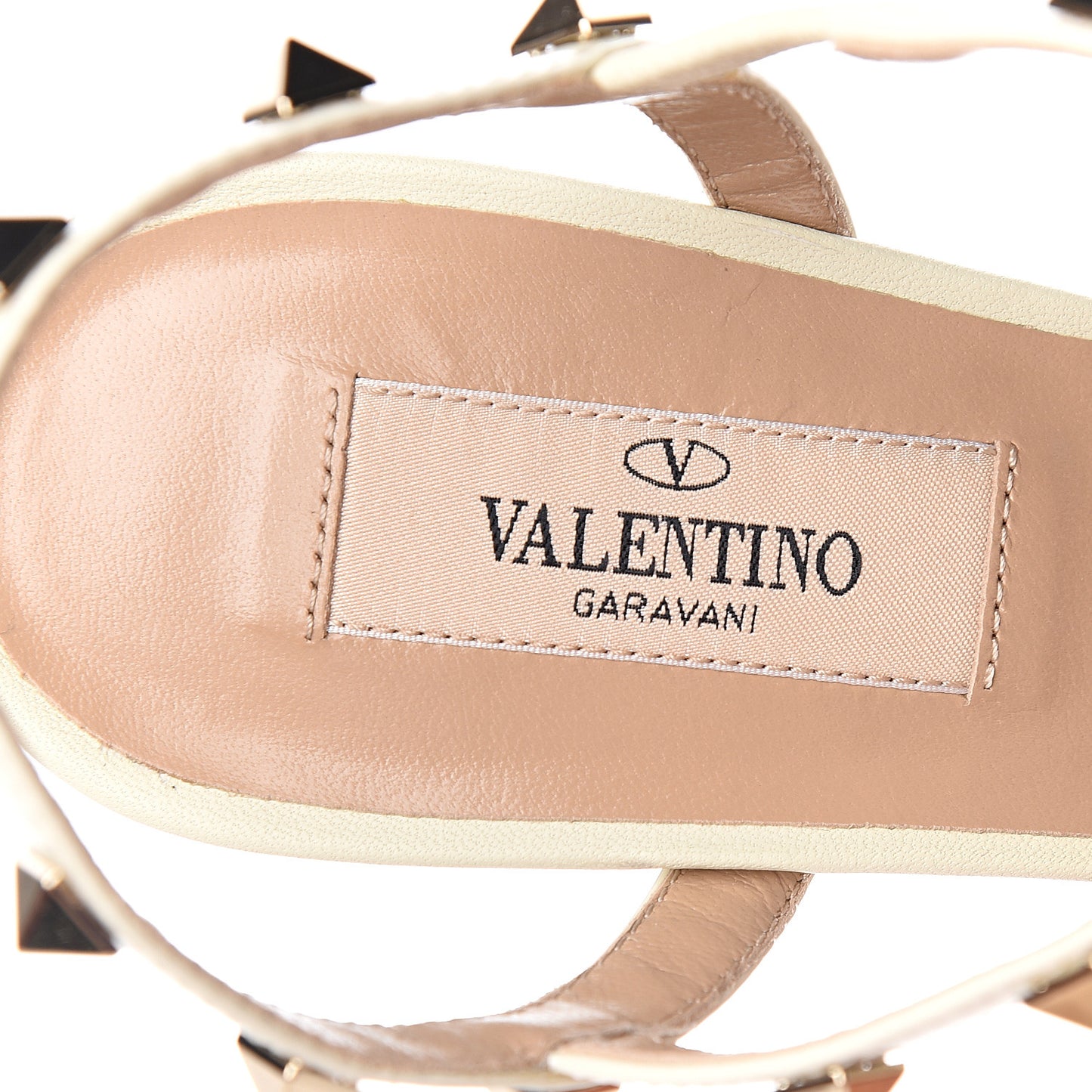 Patent Rockstud Gladiator 70mm Sandals 37 Light Ivory