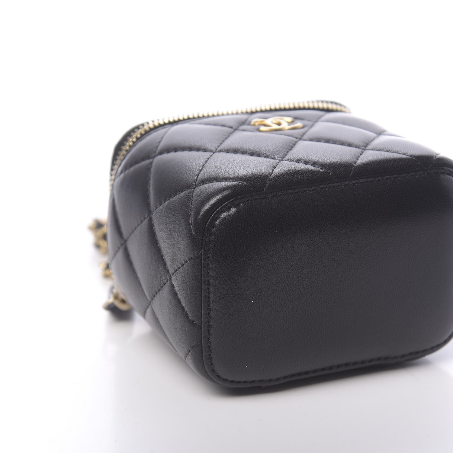 Chanel Lambskin Quilted Mini Pearl Crush Vanity Case With Chain Black 9 of 11