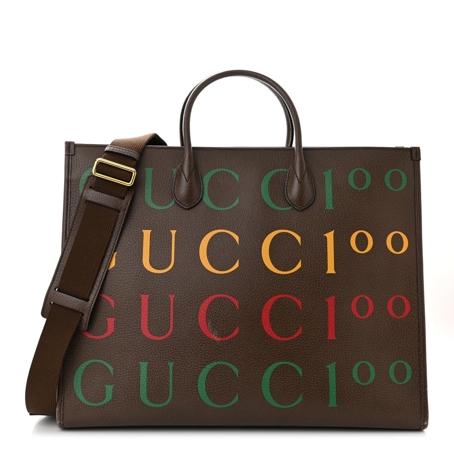 Gucci Textured Dollar Calfskin Gucci 100 Medium Tote Bag New Acero Multicolor 1 of 11
