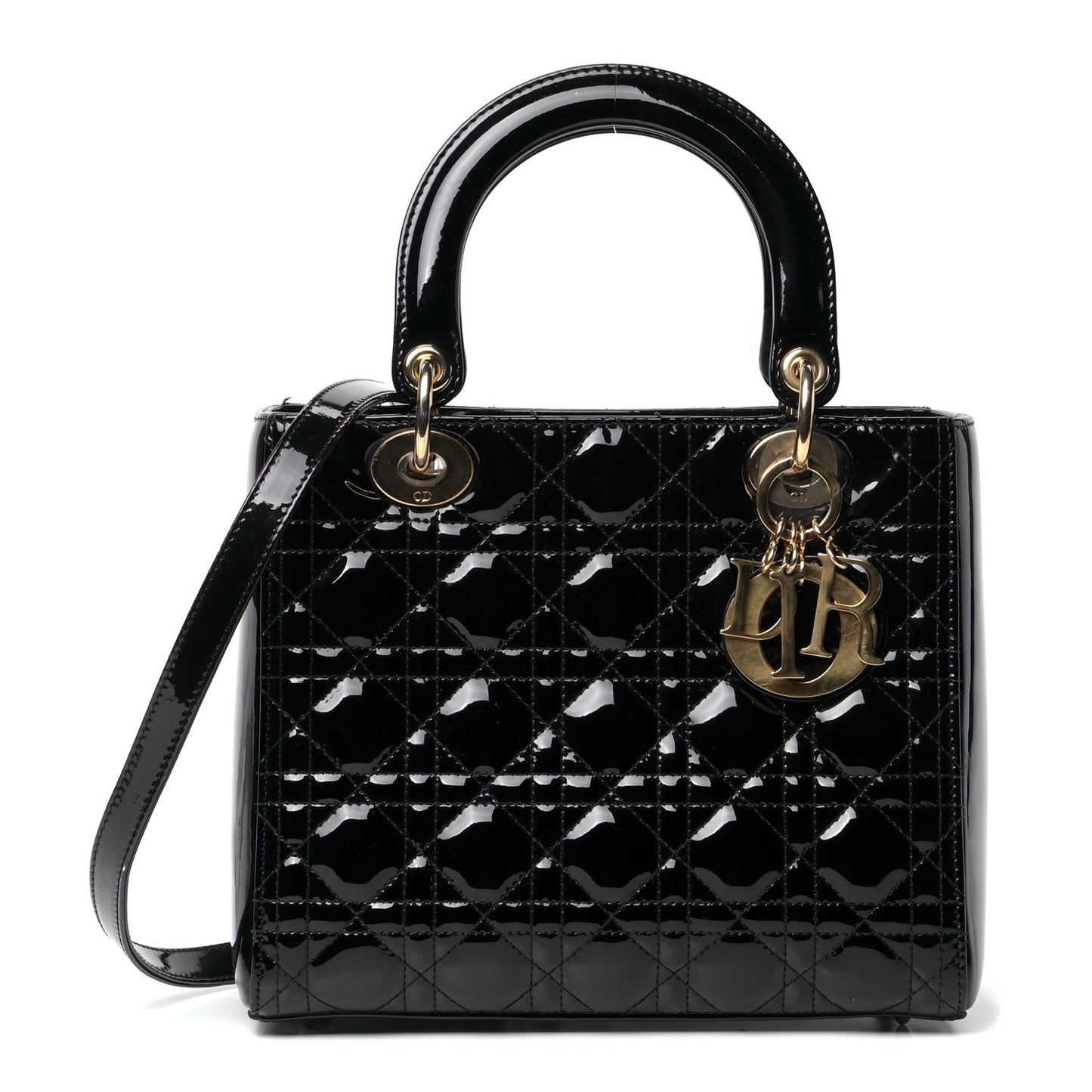 Patent Cannage Medium Lady Dior Black