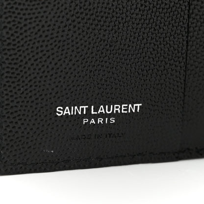 Saint Laurent Grain De Poudre Matelasse Chevron Monogram Zipped Card Case Black 6 of 8