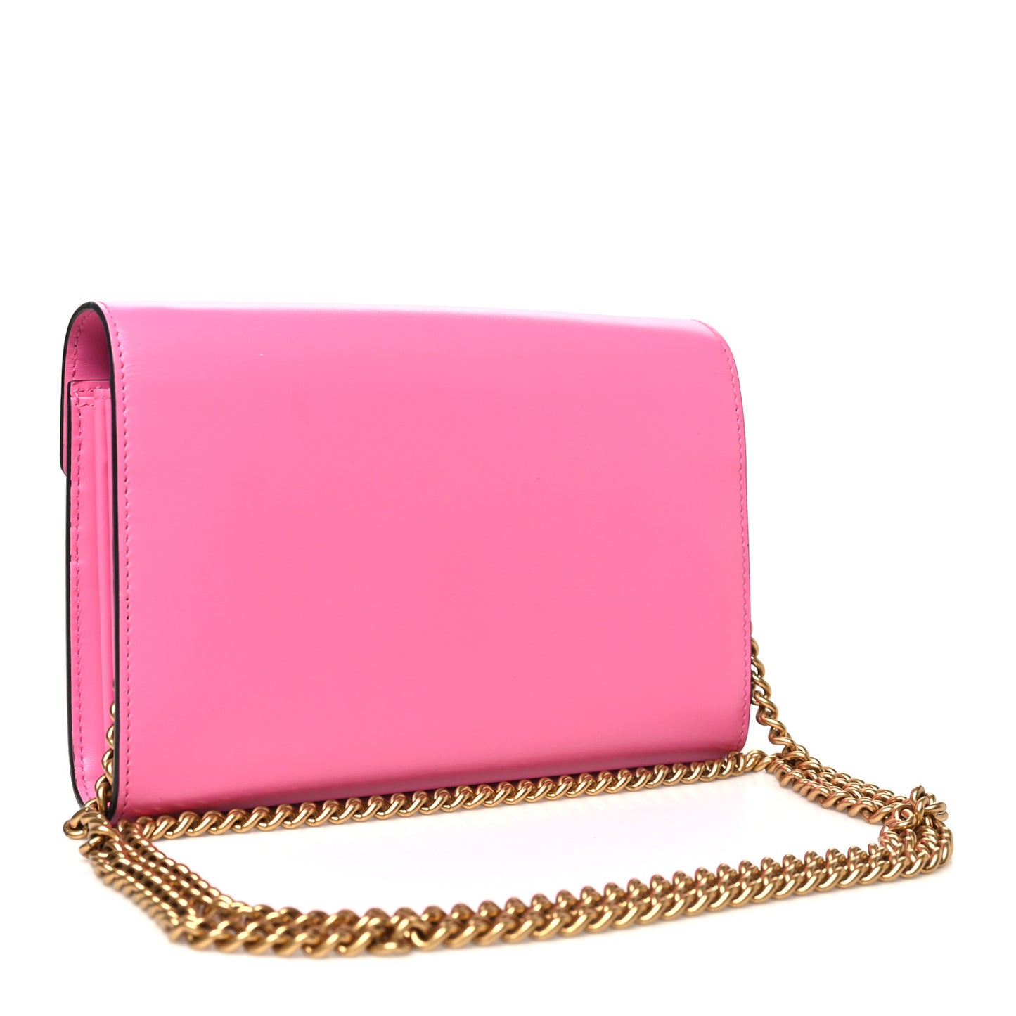 Smooth Calfskin GG Marmont Chain Wallet Pink Tropical Flower