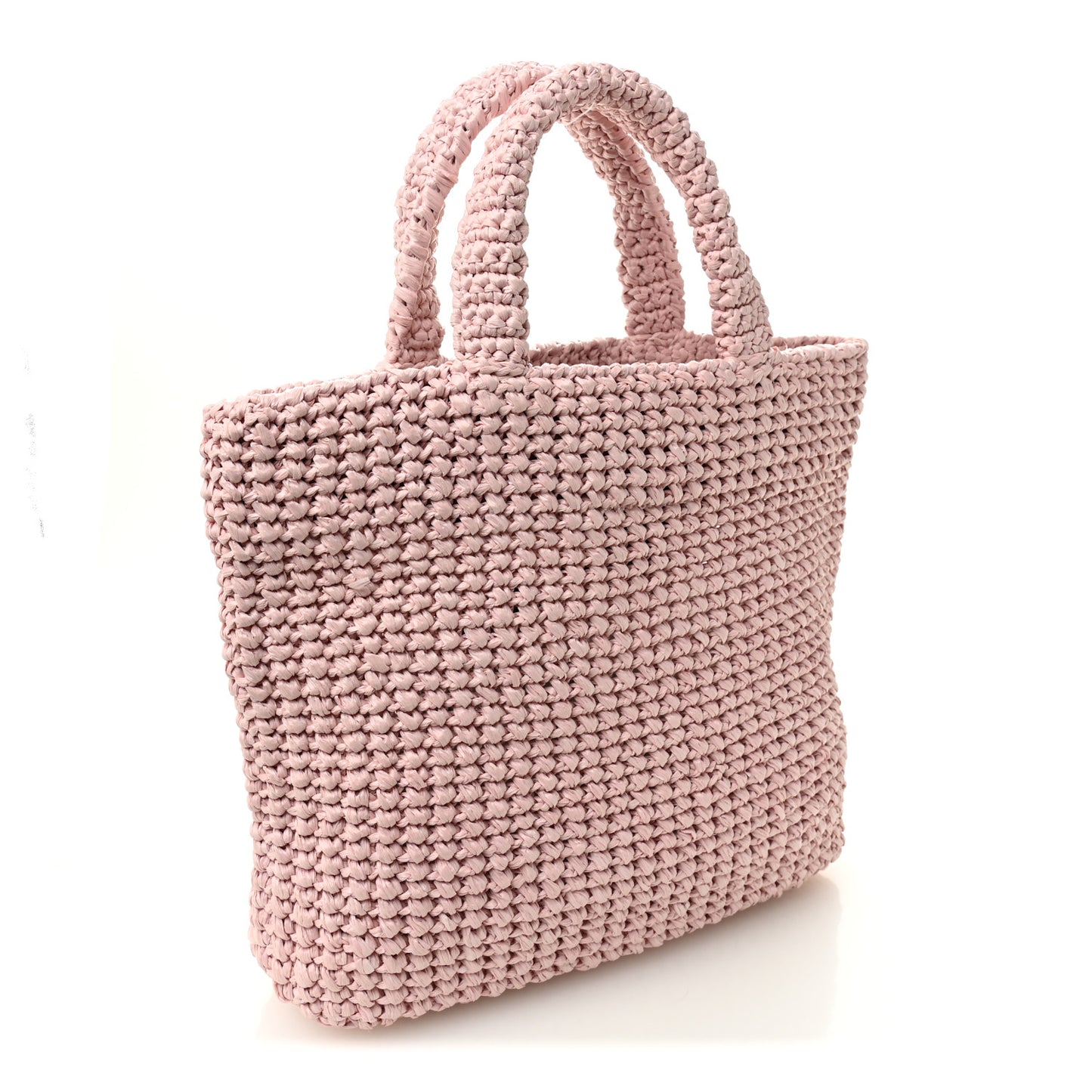 Yarn Raffia Effect Crochet Small Logo Tote Alabastro