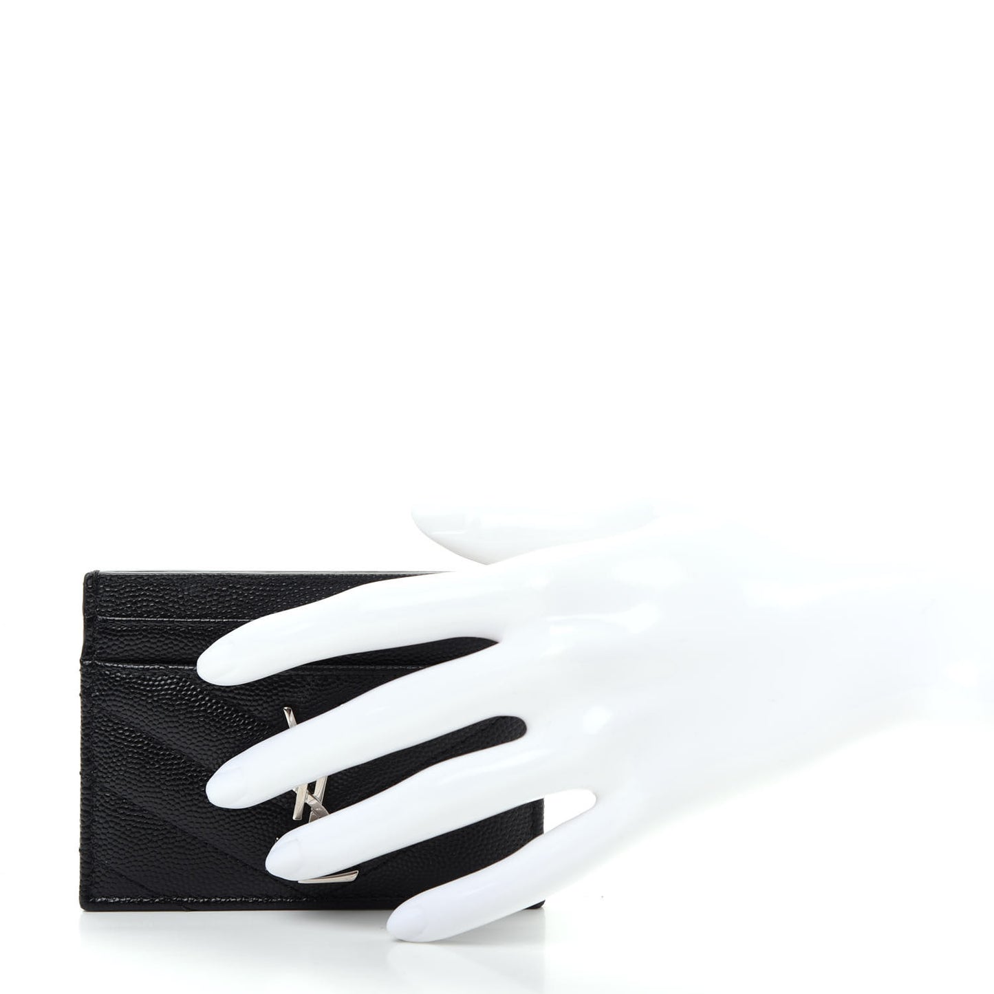 Grain De Poudre Matelasse Chevron Monogram Credit Card Case Black