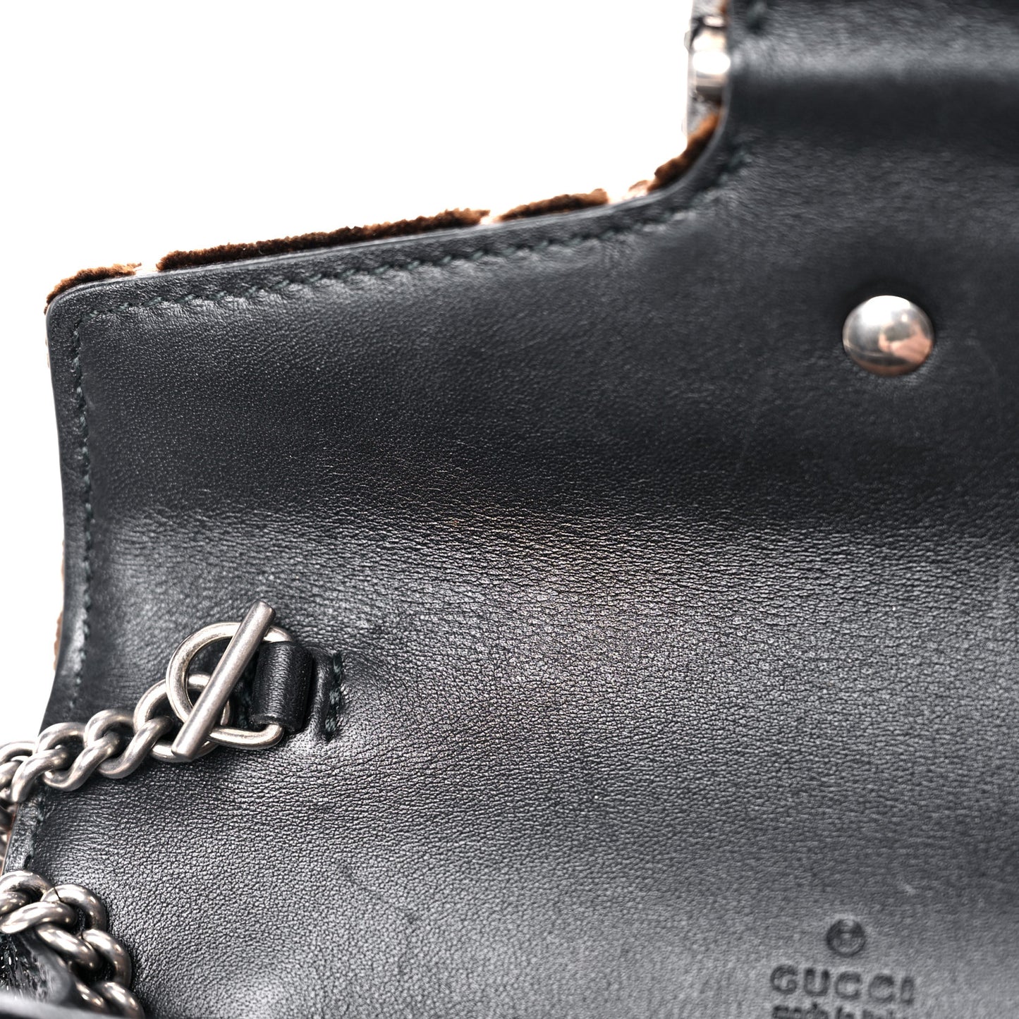 Velvet Skipper Crystal GG Monogram Super Mini Dionysus Shoulder Bag Brown Black Black Diamond