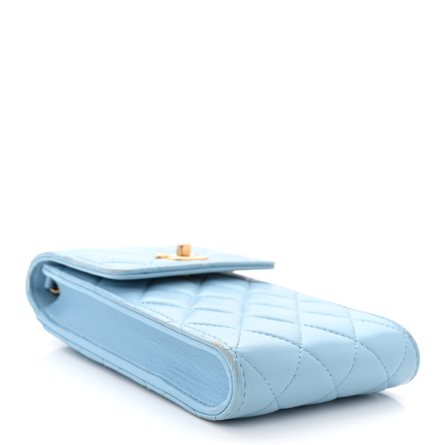Chanel Lambskin Quilted Pearl Crush Phone Holder With Chain Light Blue 4 of 14