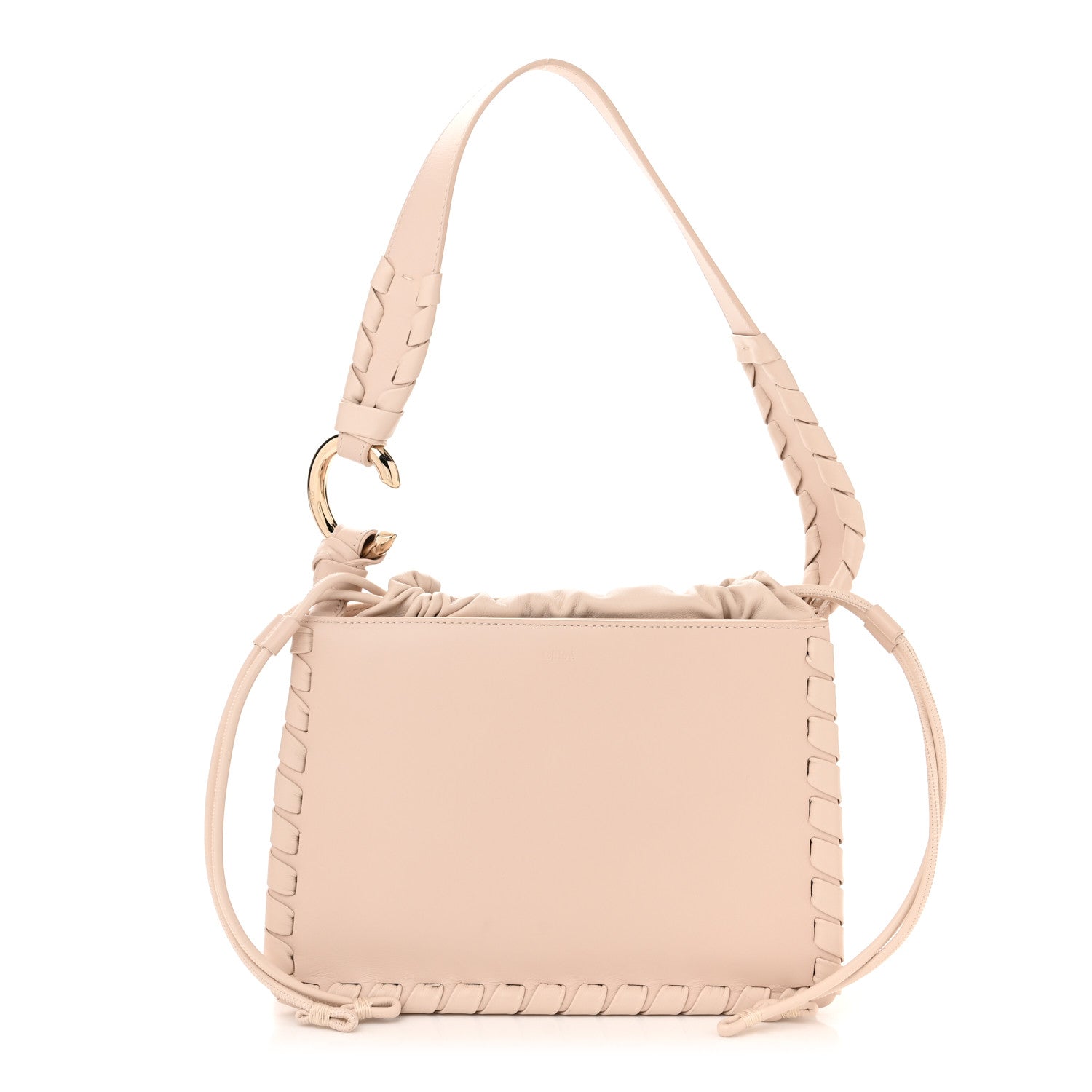 Chloe Calfskin Mate Woven Drawstring Shoulder Bag Nude 1 of 11
