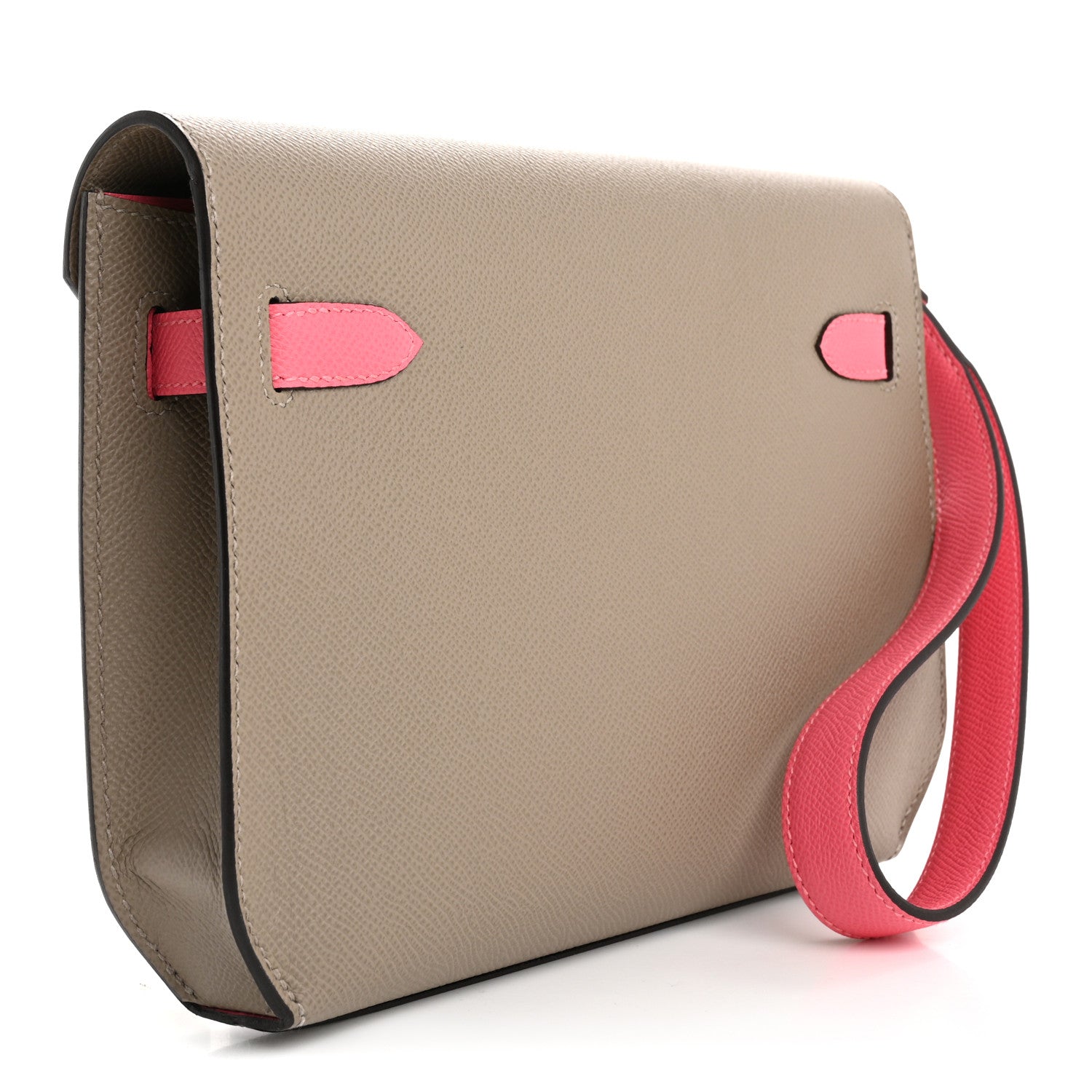Hermes Epsom Horseshoe Kelly Depeches 25 Pouch Etoupe Rose Azalee 3 of 7