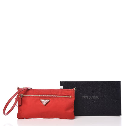 Prada Tessuto Nylon Saffiano Shoulder Bag Rosso 12 of 12