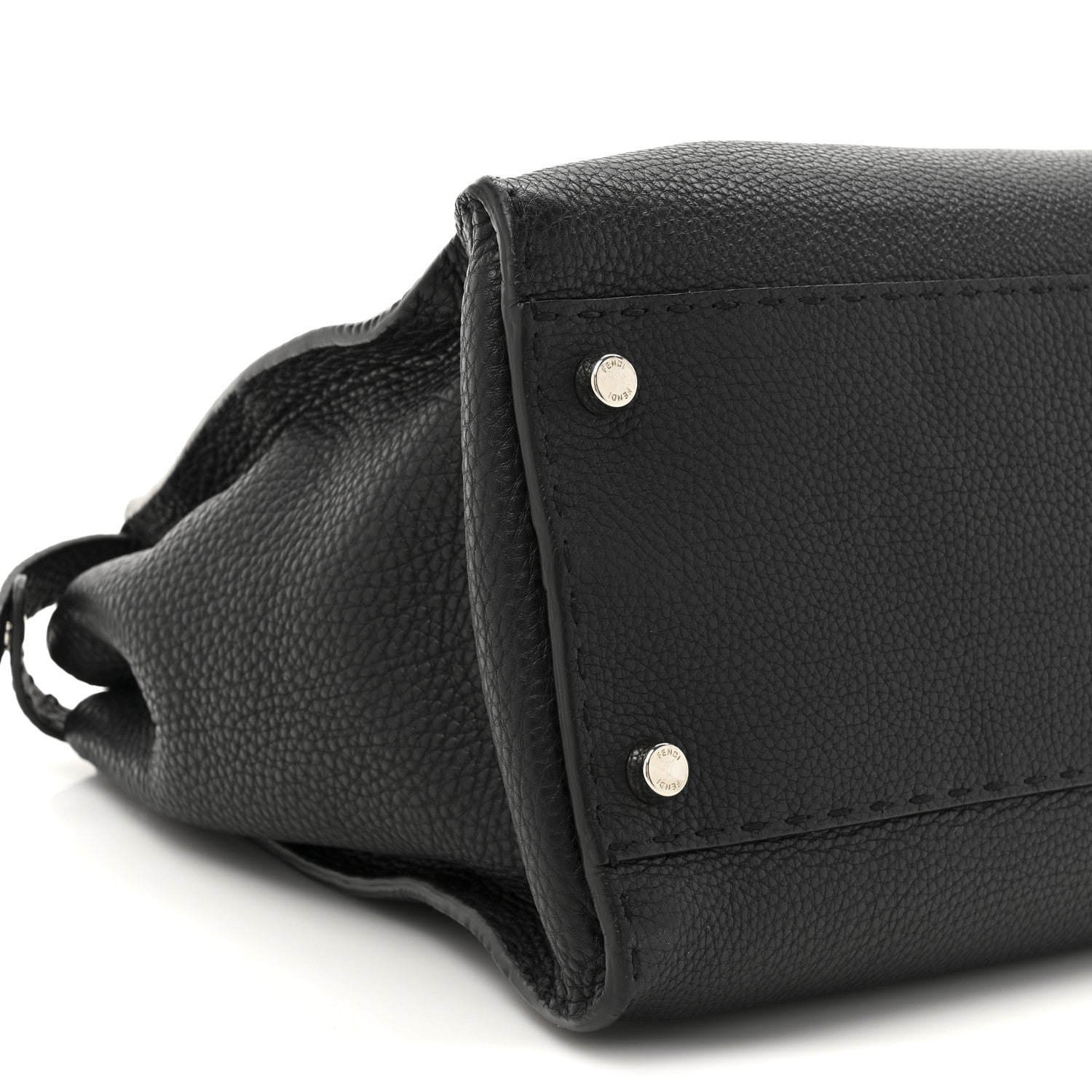 Fendi Cuoio Romano Selleria Bi-Color Large Peekaboo Iconic Satchel Black Mou 10 of 12