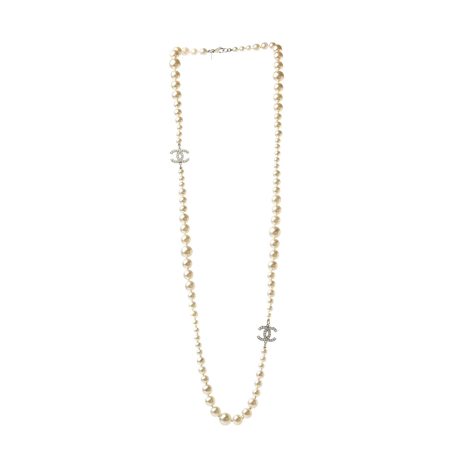 Chanel Graduated Pearl CC Long Necklace Gold 3 of 6