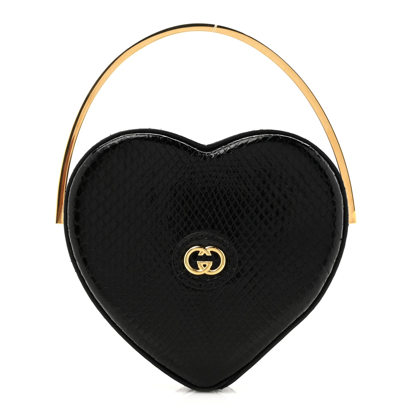 Snakeskin Broadway Mini Heart Top Handle Bag Black