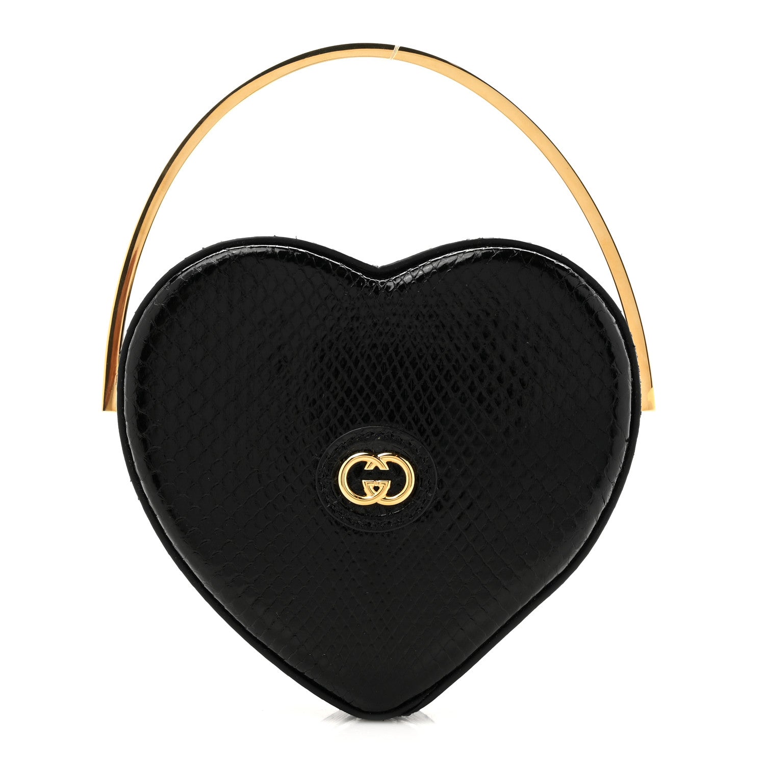Gucci Snakeskin Broadway Mini Heart Top Handle Bag Black 1 of 10