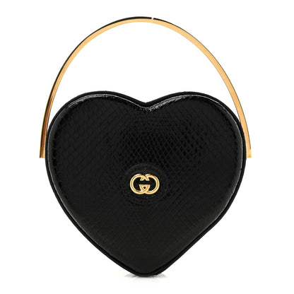 Gucci Snakeskin Broadway Mini Heart Top Handle Bag Black 1 of 10