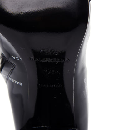 Balenciaga Patent Allover Logo Ankle Boots 37.5 Black 9 of 10