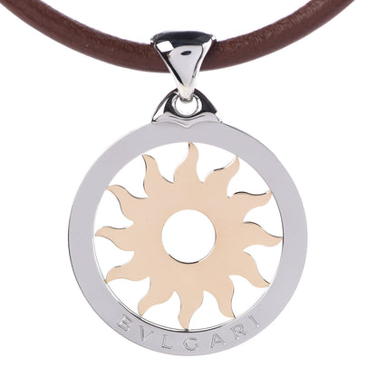 Bulgari 18K Yellow Gold Stainless Steel Tondo Sun Pendant Necklace 4 of 6