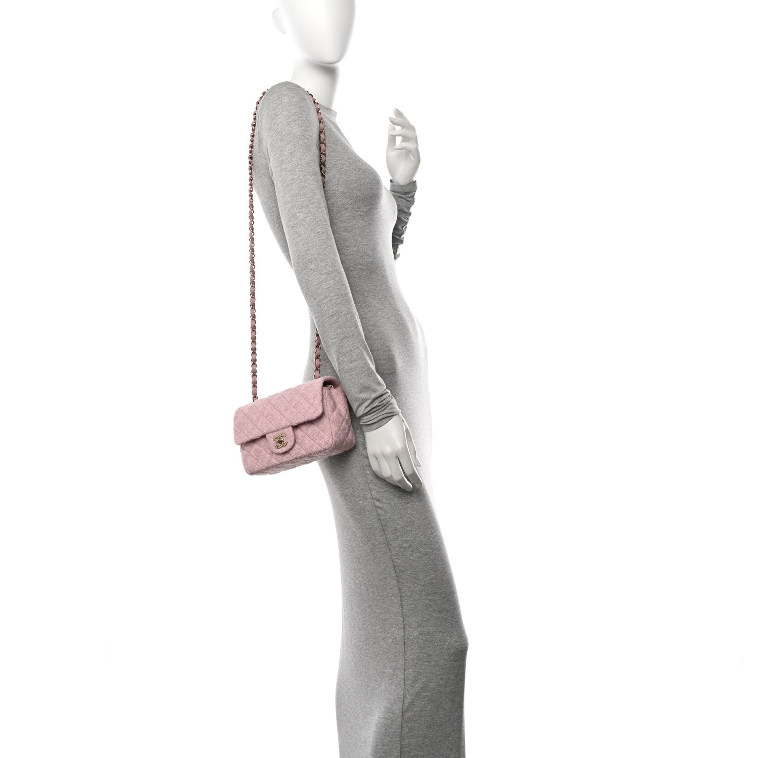 Chanel Tweed Quilted Mini Rectangular Flap Light Pink 2 of 11