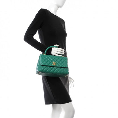 Chanel Caviar Quilted Small Coco Handle Flap Green 12 of 26