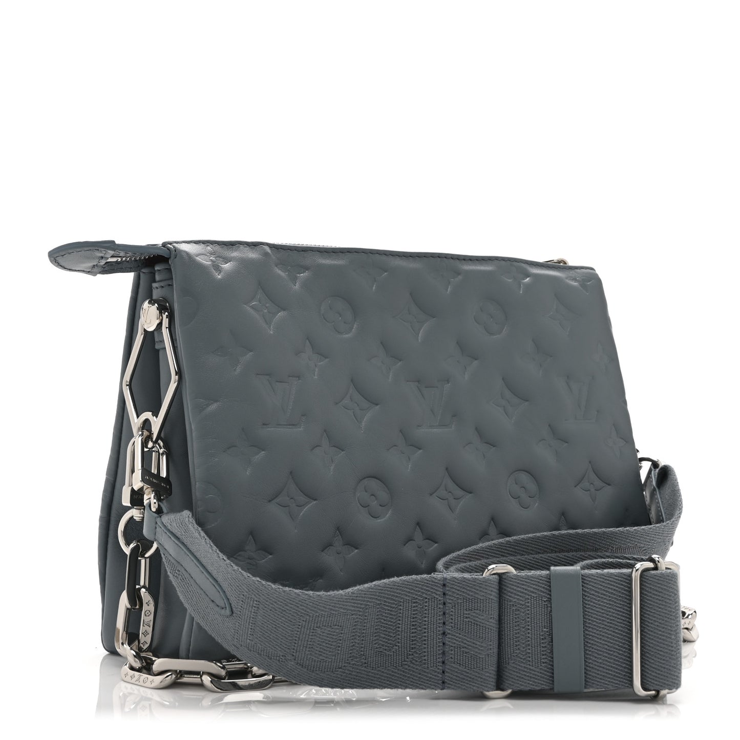 Lambskin Embossed Monogram Coussin PM Blue Glacier