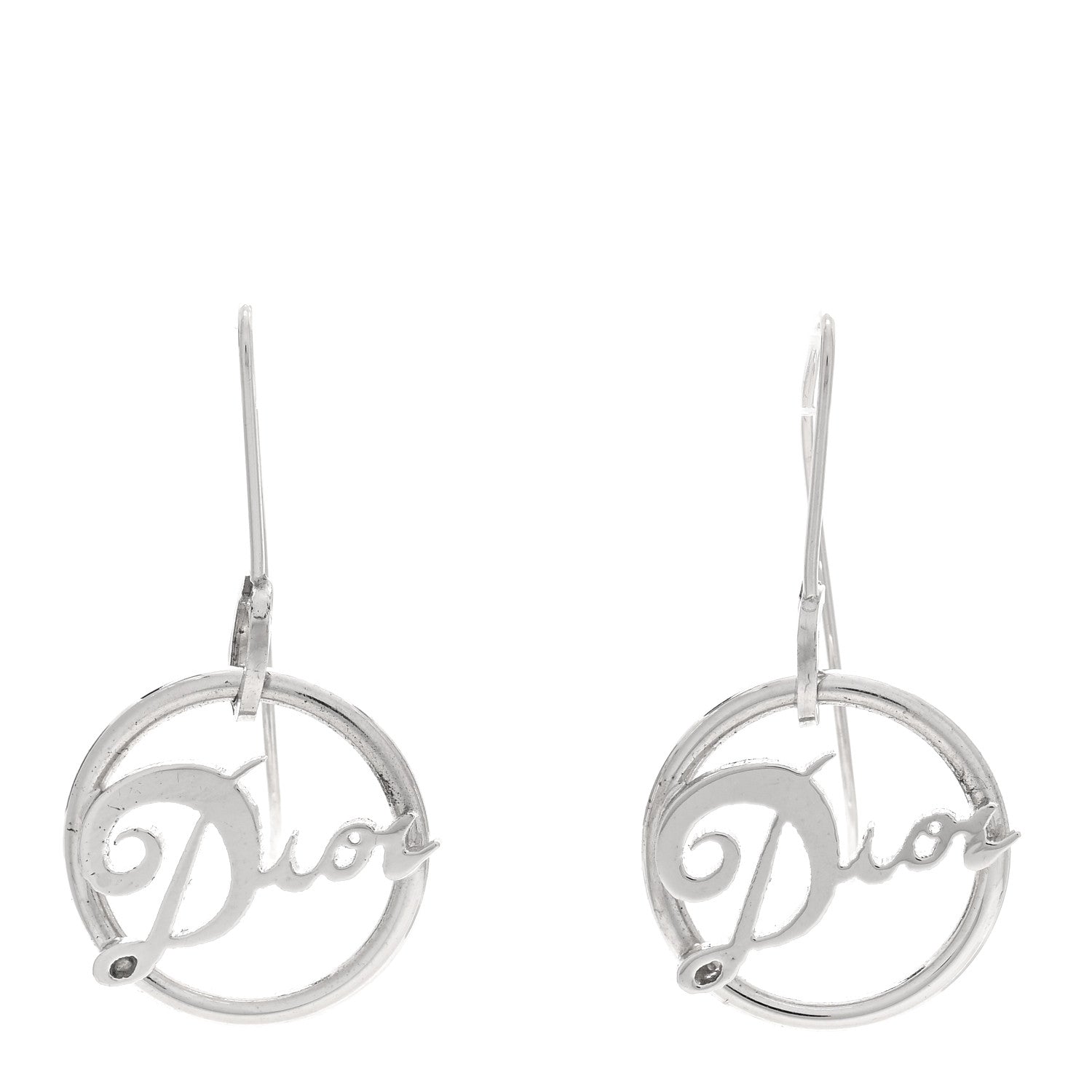 Christian Dior Logo Earrings Silver 1 of 3